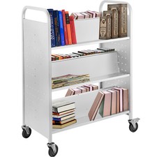 Carrello per libri Carrello per biblioteca da 200 libbre con ripiani inclinati