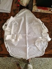 Grembiule con pettorina  cotone bianco e pizzo Vintage B22 (9) ^