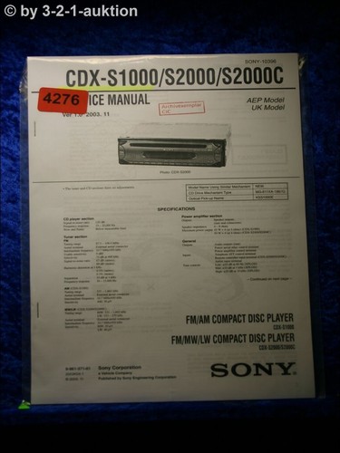 Manuale servizio sony cdx - servizio,