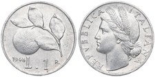 Italia - Italy 1 Lira Lira 1946-2001 KM# 87, 91 Alluminio - annate varie