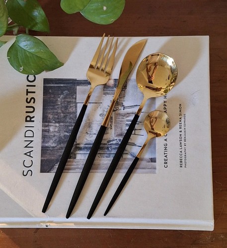 Set posate pezzi nero opaco - set, 24