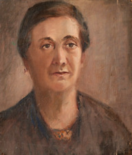 Giacinto Galbiati (Monza 1908-Pavia 1992) Dipinto Olio su Cartone Ritratto Madre