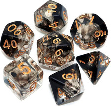 Set Di Dadi Poliedrici Trasparenti E Neri Sfumati, per Dungeon E Dragons, D&D Pa