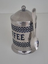 Zuccheriera vintage per caffe' the in metallo anni '80 con coperchio e cucchiaio