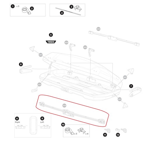 Thule lockbar 900 barra di - thule, mm