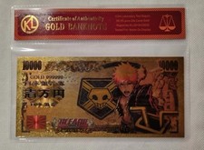 Ichigo Kurosaki - Bleach - Banconota Dorata da 10000 Yen con Certificato