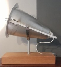 Rara Lampada Da Tavolo vintage space age industriale anni '70/80 metallo legno