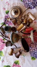 RAME OTTONE BRONZO E ALTRO LOTTO RICAMBI PER LUMI LAMPADE CANDELABRI CHIAVI ECC.