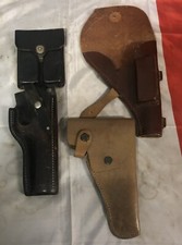 FONDINE CUOIO 3 TIPI PISTOLE SEMIAUTOMATICHE E REVOLVER PORTA CARICATORI Anni 50