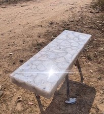 Tavolo rettangolare agata bianca piano scrivania tavolino lusso arredamento deco