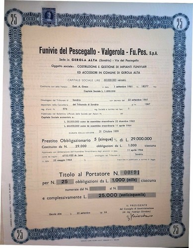 1964 funivie pescegallo - funivie,