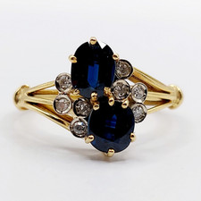 Anello vintage io e te oro 18k zaffiri e diamanti