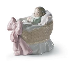 NUOVA CULLA LLADRO A NEW TREASURE GIRL #6977 NUOVA CON SCATOLA BABY ROSA RISPARMIO $$ F/SH