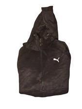 Felpa Puma XL Uomo Zip Cappuccio Nera Vintage Grado B
