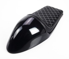 Cafe-Racer SEDILE panca gobba, nero, bianco cuciture a quadri Seat/Selle