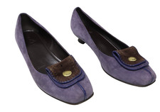 HOGAN Shoes donna (EU) 36 décolleté viola scamosciate tacco basso con patta in camoscio marrone