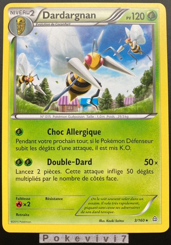 Carte pokemon dardargnan 160 - carte, 3/160