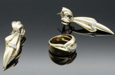 PARURE?♥️?ANELLO E ORECCHINI CON BRILLANTI IN ORO GIALLO E BIANCO 750/1000,18K