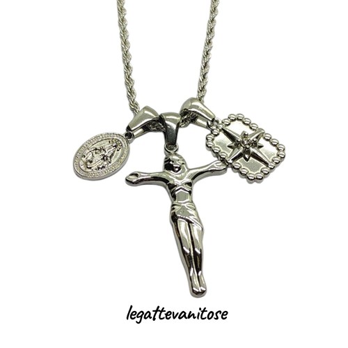 Collana acciaio con croce - collana,