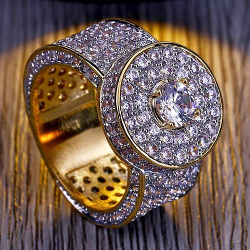 Anello grande hip hop placcato