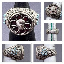 Raro anello antico antico romano periodo greco volto di un re puro argento