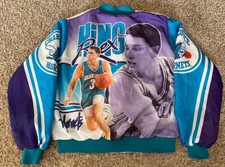 Giacca animazione vintage anni 90 King Rex Chapman Charlotte Hornets linea gesso XL