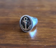 Anello El Rana in argento, con ancora, da mignolo