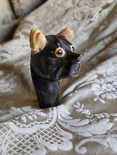 Antico pomolo di bastone da passeggio in ebano, 1910-1920 vintage