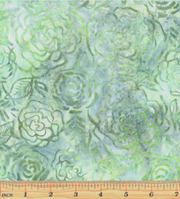 Batik Roses Sage Fabric Cotton