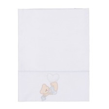 Nanan Lenzuola per lettino Set 3Pz Azzurro ORSO CUORE 100% Cotone