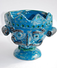 TESTA DI MORO "RE" 22x18x20 CM CERAMICA SICILIANA MODELLATA E DIPINTA A MANO