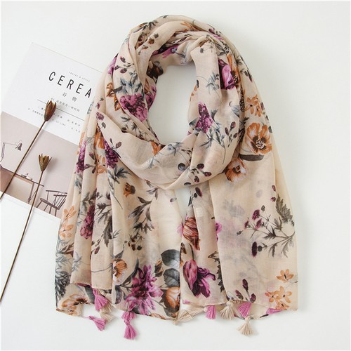 Sciarpa nappa floreale donna
