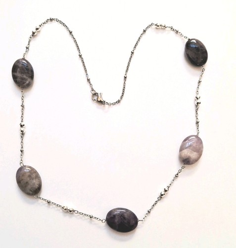 Collana acciaio con pietre - con,