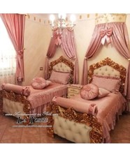 Letto singolo contenitore Barocco cameretta legno foglia oro argento qualsiasi c