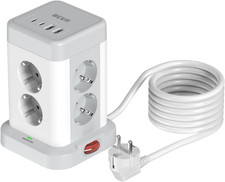 Multipresa Verticale 3680W,  Ciabatta Elettrica Con 8 Prese E 2 USB C E 2 USB A,