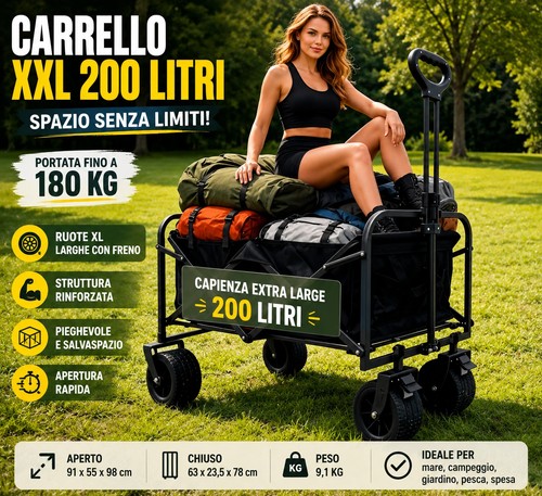 Carrello pieghevole xxl - pieghevole, 200l