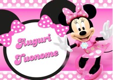 Cialda MINNIE DAISY ROSA Decorazione Torta Ostia o Zucchero NOME o FOTO