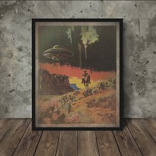 Vintage UFO COWBOY Wall Art
