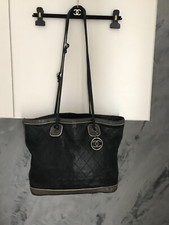 CHANEL SHOPPING TOTE CALFSKIN QUILTED BLU E GRIGIA