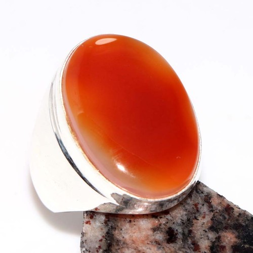 Anello corniola uomo placcato