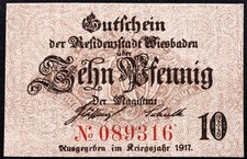 WIESBADEN 1917 RARO 10 Pfennig