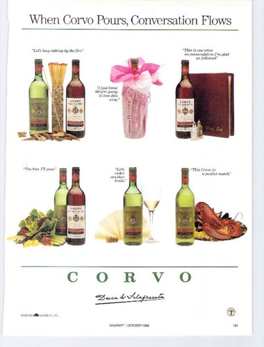 Vtg print 1989 corvo - print, wine