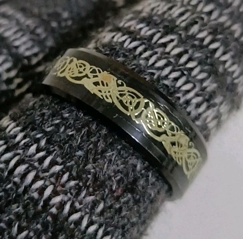 Anello drago celtico nero oro - celtico, nero/oro