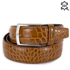 Cintura da uomo cuoio cinta pelle di vitello stampa cocco coccodrillo elegante