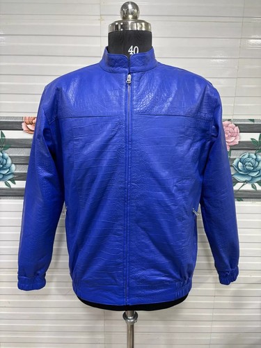 Giubbotto uomo blu vera pelle