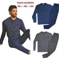 Pigiama uomo cotone estate taglie grandi forti calibrato maniche lunghe tasche