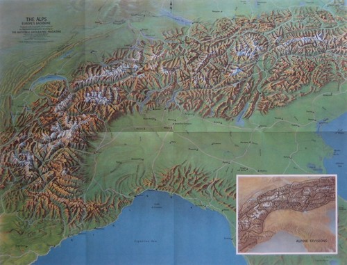 1965 mappa panoramica alps - 1965,