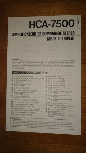 Hitachi hca 7500 francais - hitachi, hca-7500