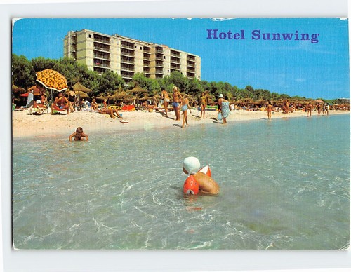 Cartolina scena spiaggia hotel - scena,