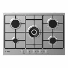 Candy CHW74WX - Piano Cottura a Gas 5 Fuochi 75 cm, Acciaio Inox | Bruciatore Wo